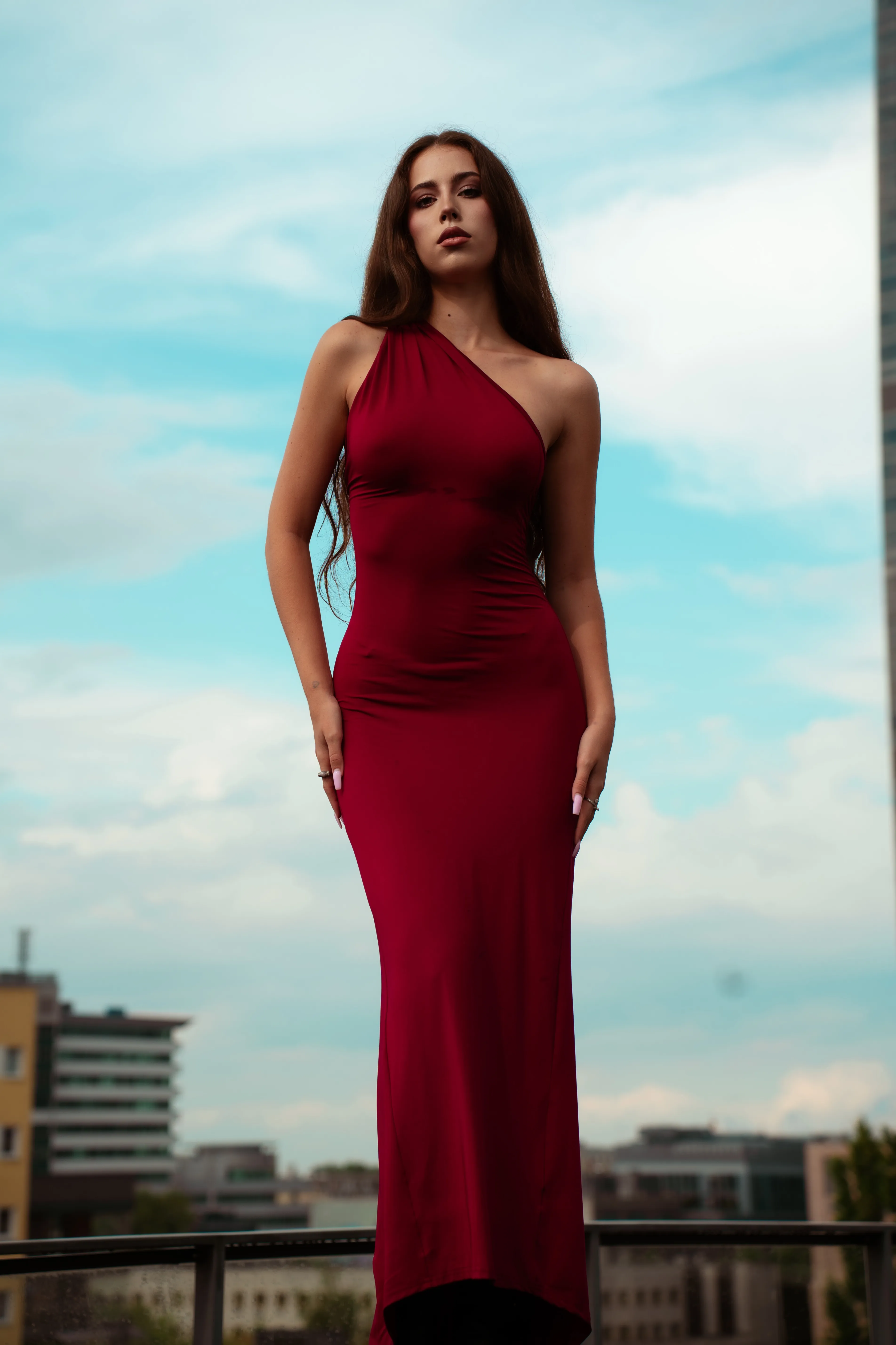 Studio fashion modeling with professional lighting